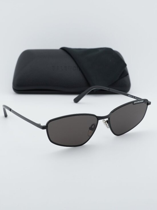 Balenciaga BB0277S 001 Unisex Rectangle Sunglasses - Black / Grey main image 5